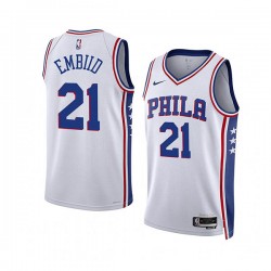 Philadelphia 76ers Joel Embiid 21 Nike 2022 2023 Association Edition White NBA Jersey Swingman