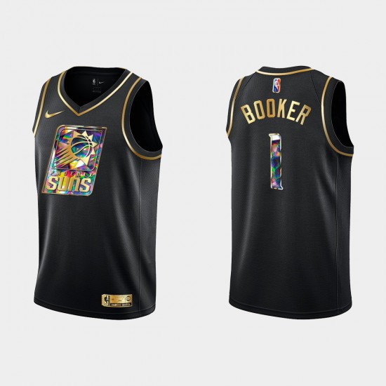 Phoenix Suns Devin Booker 1 Nike 2021 2022 Golden Edition 75th Anniversary Diamond Black NBA Jersey Swingman