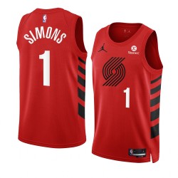 Portland Trail Blazers Anfernee Simons 1 Nike 2022 2023 Statement Edition Red NBA Jersey Swingman