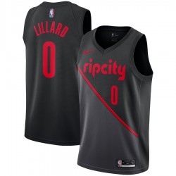 Portland Trail Blazers Damian Lillard 2018 2019 Nike City Edition Black NBA Jersey Swingman