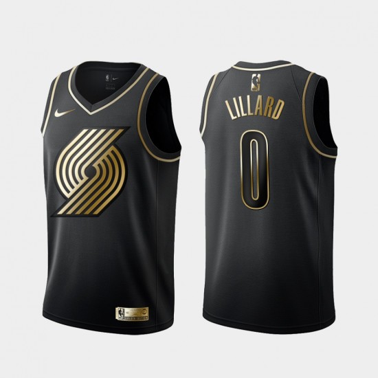 Portland Trail Blazers Damian Lillard Nike Golden Edition Black NBA Jersey Swingman