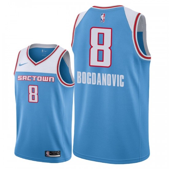 Sacramento Kings Bogdan Bogdanovic 8 2018 2019 Nike City Edition Blue NBA Jersey Swingman