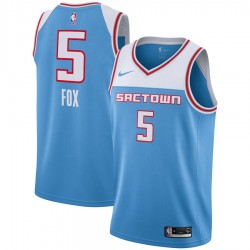 Sacramento Kings DeAaron Fox 5 2018 2019 Nike City Edition Blue NBA Jersey Swingman