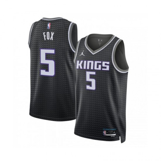 Sacramento Kings Deaaron Fox 5 Jordan Statement Edition 2022-2023 Black NBA Jersey Swingman