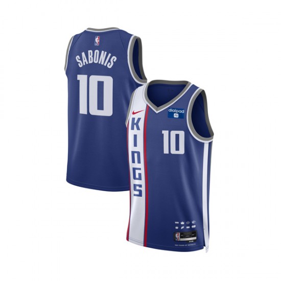 Sacramento Kings Domantas Sabonis 10 Nike 2023 2024 City Edition Blue NBA Jersey Swingman