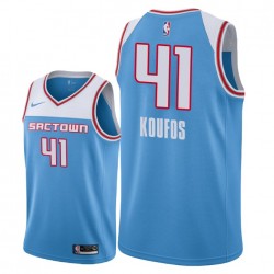 Sacramento Kings Kosta Koufos 41 2018 2019 Nike City Edition Blue NBA Jersey Swingman