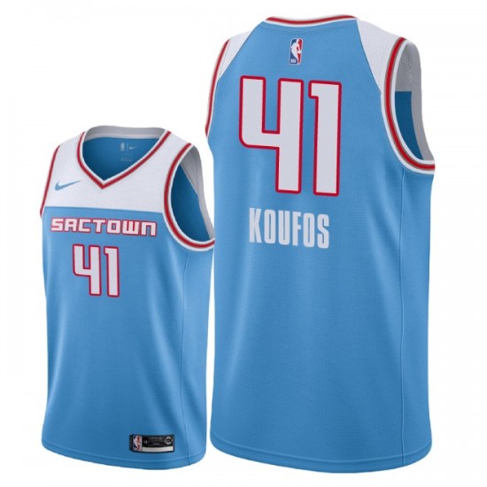 Sacramento Kings Kosta Koufos 41 2018 2019 Nike City Edition Blue NBA Jersey Swingman