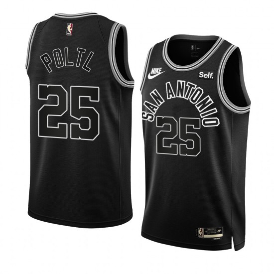 San Antonio Spurs Jakob Poeltl 25 Nike 2022 2023 Classic Edition Black NBA Jersey Swingman