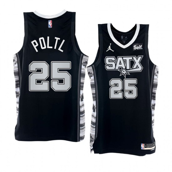 San Antonio Spurs Jakob Poeltl 25 Nike 2022 2023 Statement Edition Black NBA Jersey Swingman