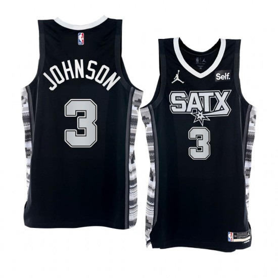 San Antonio Spurs Keldon Johnson 3 Nike 2022 2023 Statement Edition Black NBA Jersey Swingman