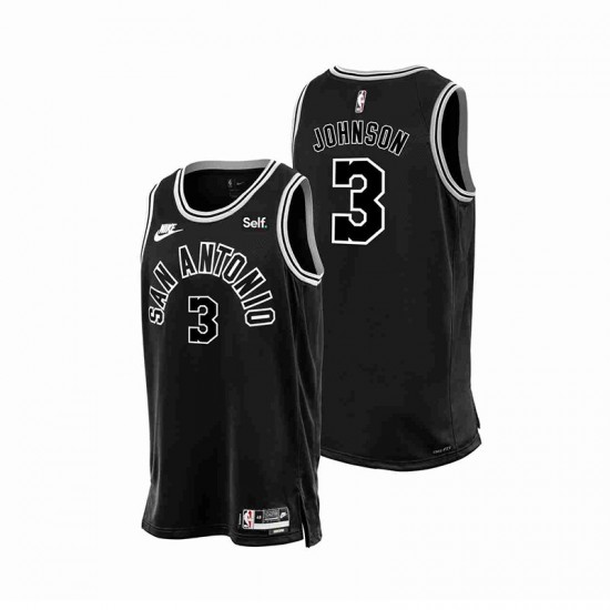 San Antonio Spurs Keldon Johnson 3 Nike 2022-2023 Classic Edition Black NBA Jersey Swingman