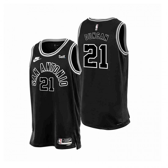 San Antonio Spurs Tim Ducan 21 Nike 2022-2023 Classic Edition Black NBA Jersey Swingman