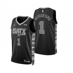 San Antonio Spurs Victor Wembanyama 1 Jordan 2022-2023 Statement Edition Black NBA Jersey Swingman