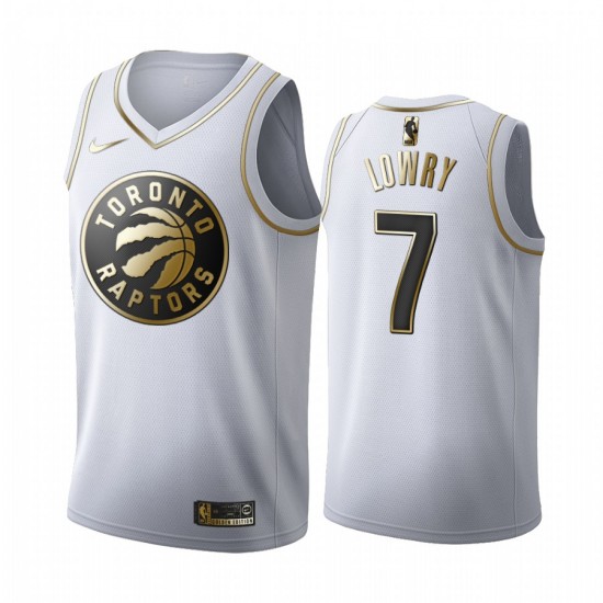 Toronto Raptors Kyle Lowry 7 Nike 2019 2020 Golden Edition White NBA Jersey Swingman