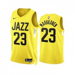 Utah Jazz Lauri Markkanen 23 Nike 2022 2023 Icon Edition Yellow NBA Jersey Swingman